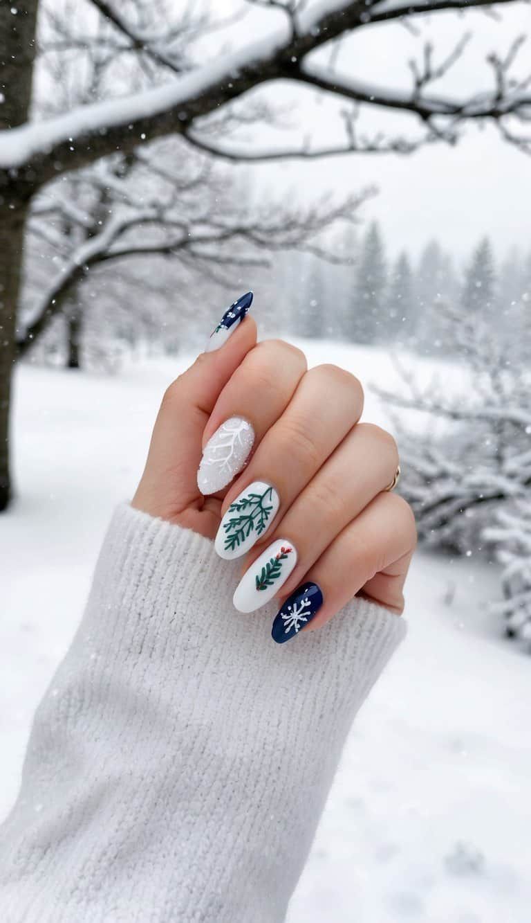 Winter Holidays Nature-Themed Visual Idea Winter Holidays Nature-Themed Visual Idea β Winter Nail Trends