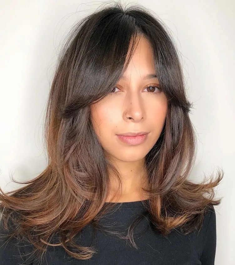 Layered Shoulder Cut With Curtain Bang — Winter Haircuts for Oval Faces