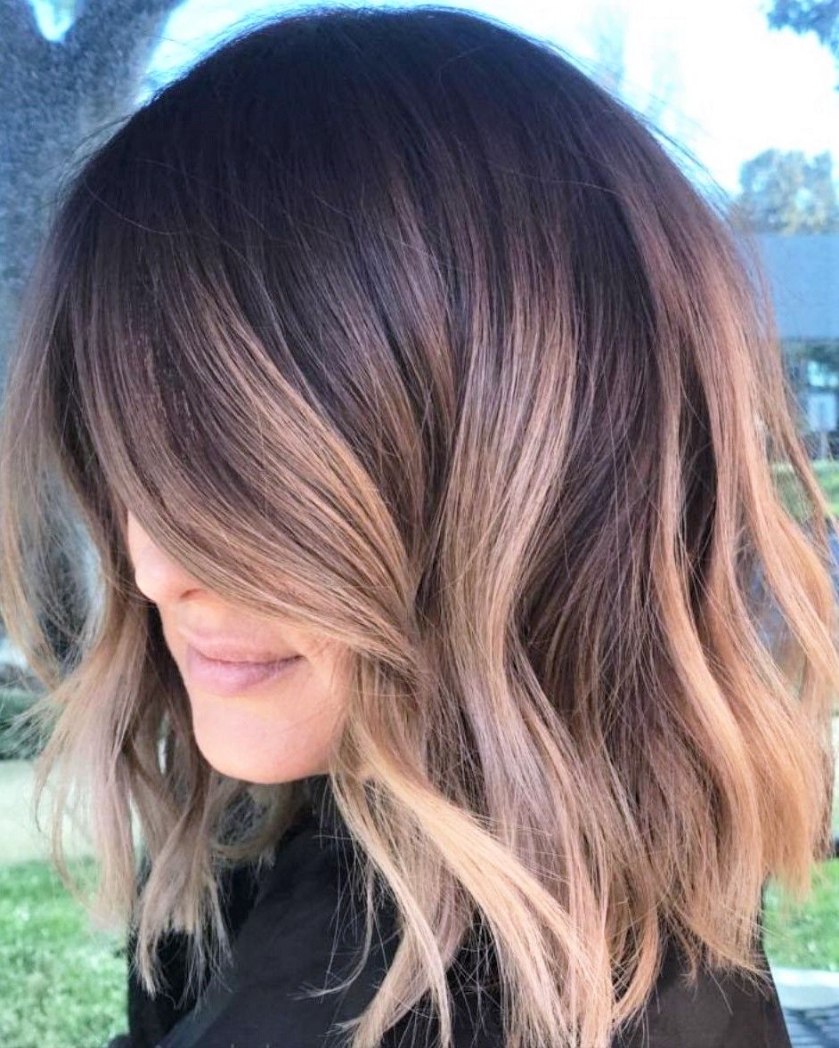 No Bangs Dark Brown To Ash Blonde Balayage Lob No Bangs Dark Brown To Ash Blonde Balayage Lob β Blonde to Brunette Hair