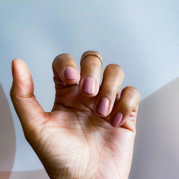 Glossy Muted Rose Pink Nails — Winter Nail Colors for Olive Skin