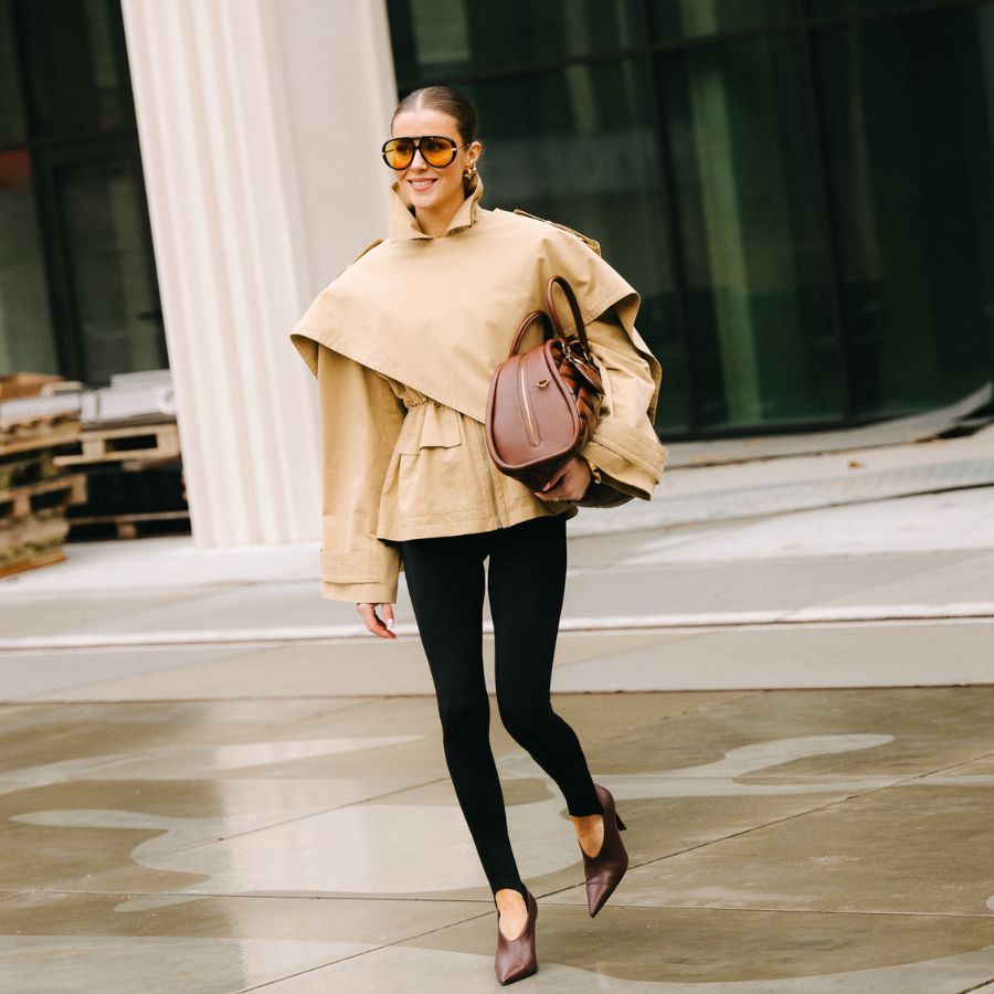 Oversized Jacket with Dramatic Collar and Fitted Leggings — February Outfits