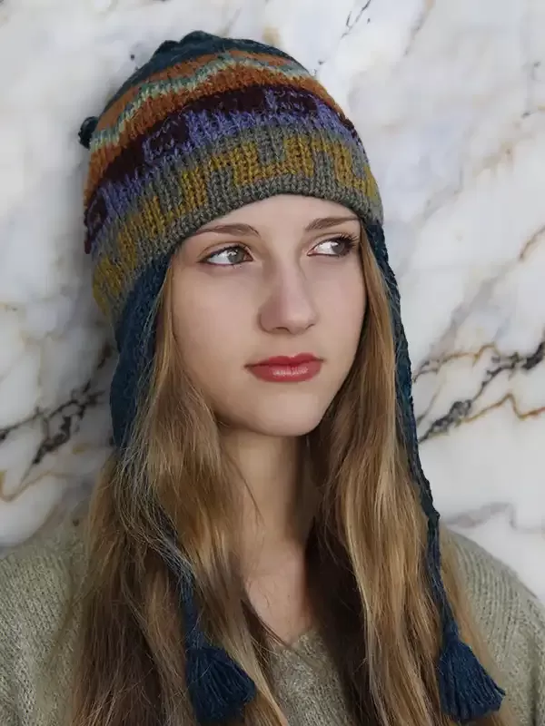 Multicolor Striped Hat with Ear Flaps Multicolor Striped Hat with Ear Flaps β Beanie Outfits