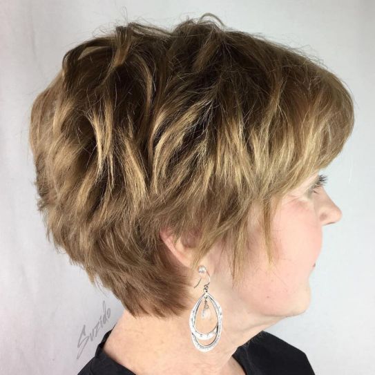 Textured Honey Blonde Ear Length — Winter Hairstyles for Women Over 70