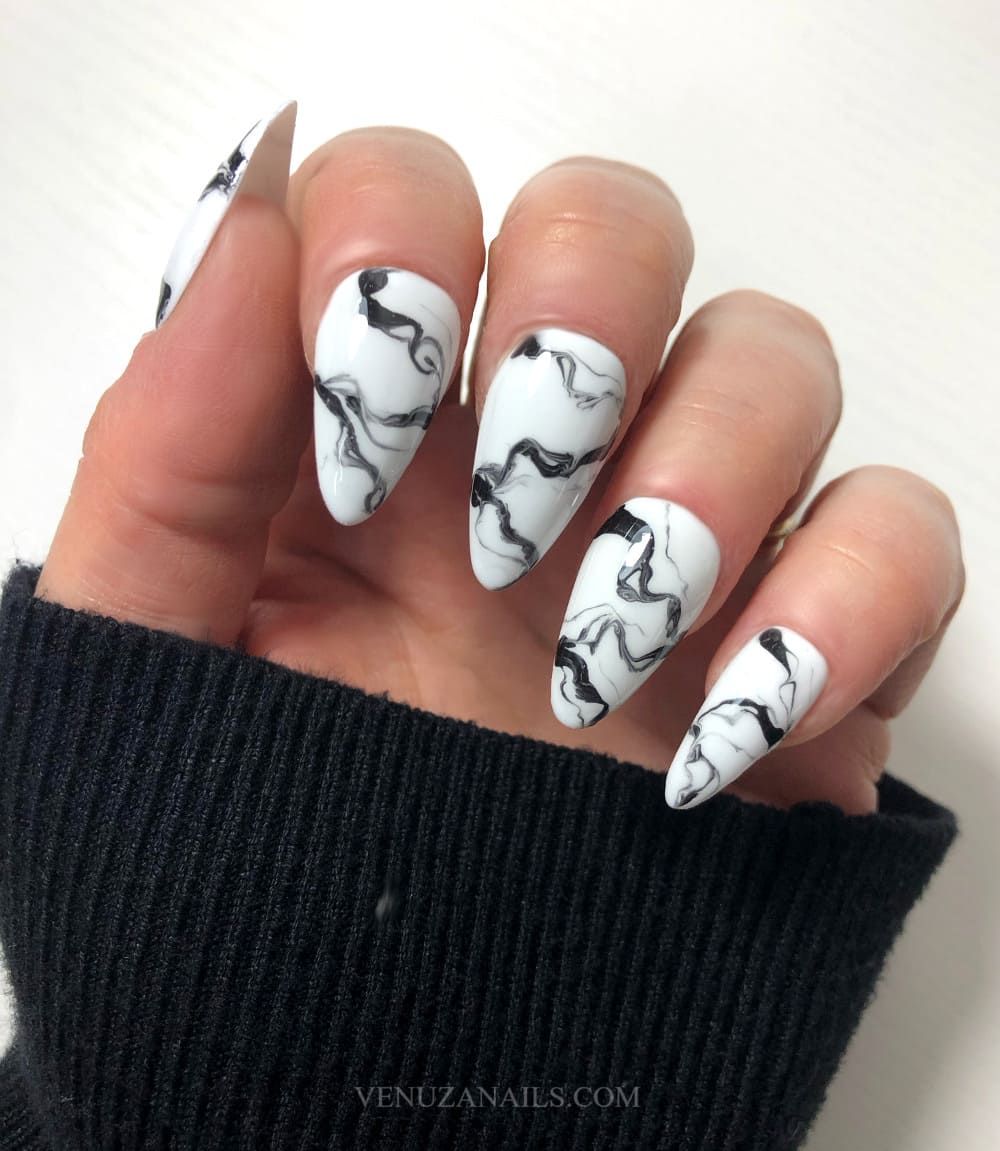 Marble Pattern On All Nails Visual Idea — Winter Marble Nails