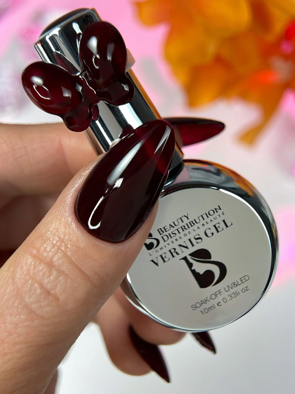 Dark Glossy Cherry Red Stiletto With Bottle Dark Glossy Cherry Red Stiletto With Bottle β Cherry Red Nails