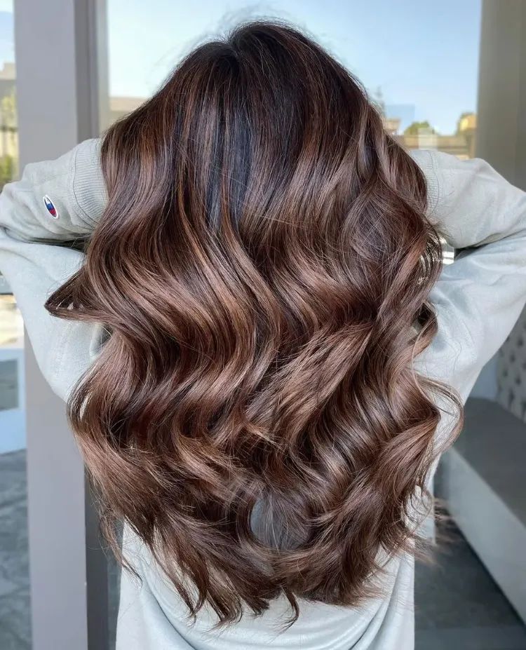 Long Layers Espresso Brown With Ash Highlights — Dark Winter Hair Colors