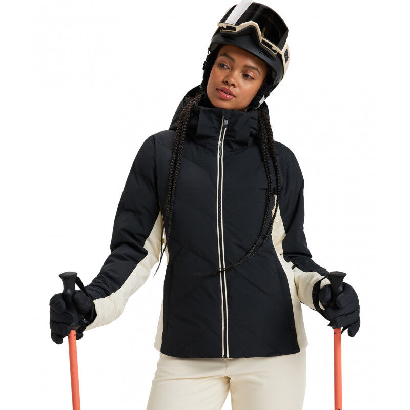 Chic Black and Cream Quilted Ski Jacket Chic Black and Cream Quilted Ski Jacket β Ski Outfits