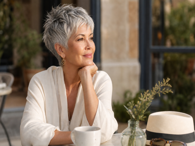 Tousled Silver Grey Bob — Winter Haircuts for Women Over 60