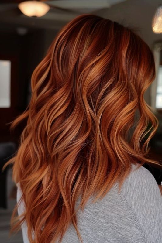 Long Layers Honey Copper Long Waves Long Layers Honey Copper Long Waves β Winter Copper Hair Color