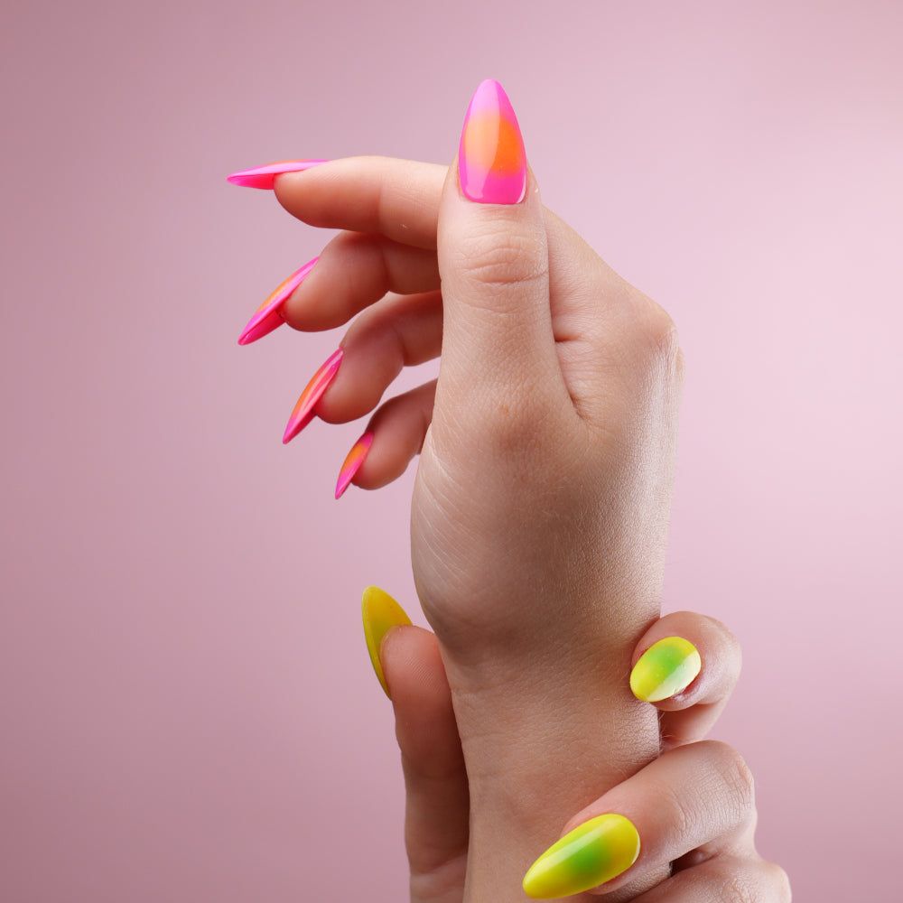 Neon Gradient Stilettos Neon Gradient Stilettos β New Years Stiletto Nails 2027