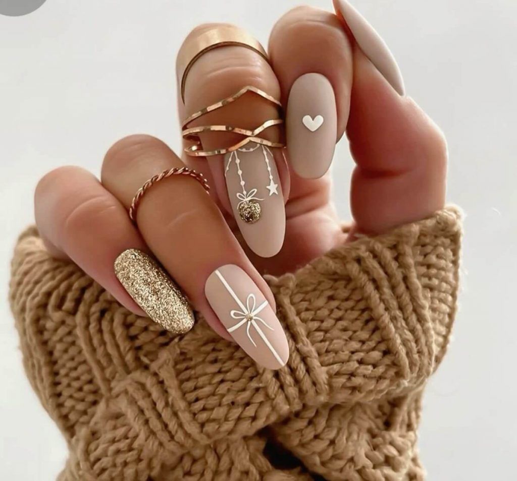 Matte On Most Nails Glitter On One Visual Idea — Winter Gel Nails