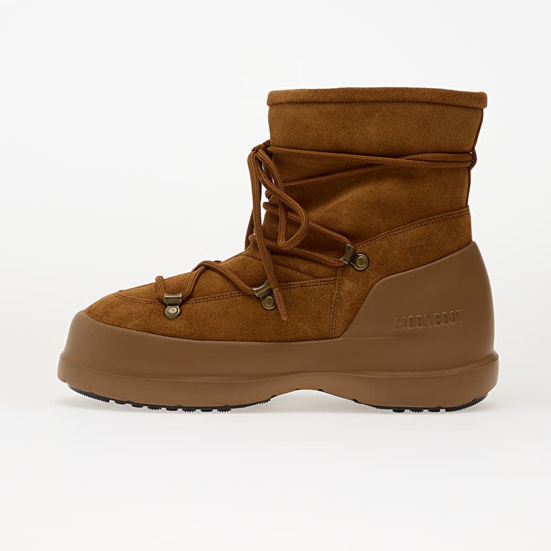 Classic Texture: Brown Suede Moon Boots with Rubber Sole — Moon Boots Outfits