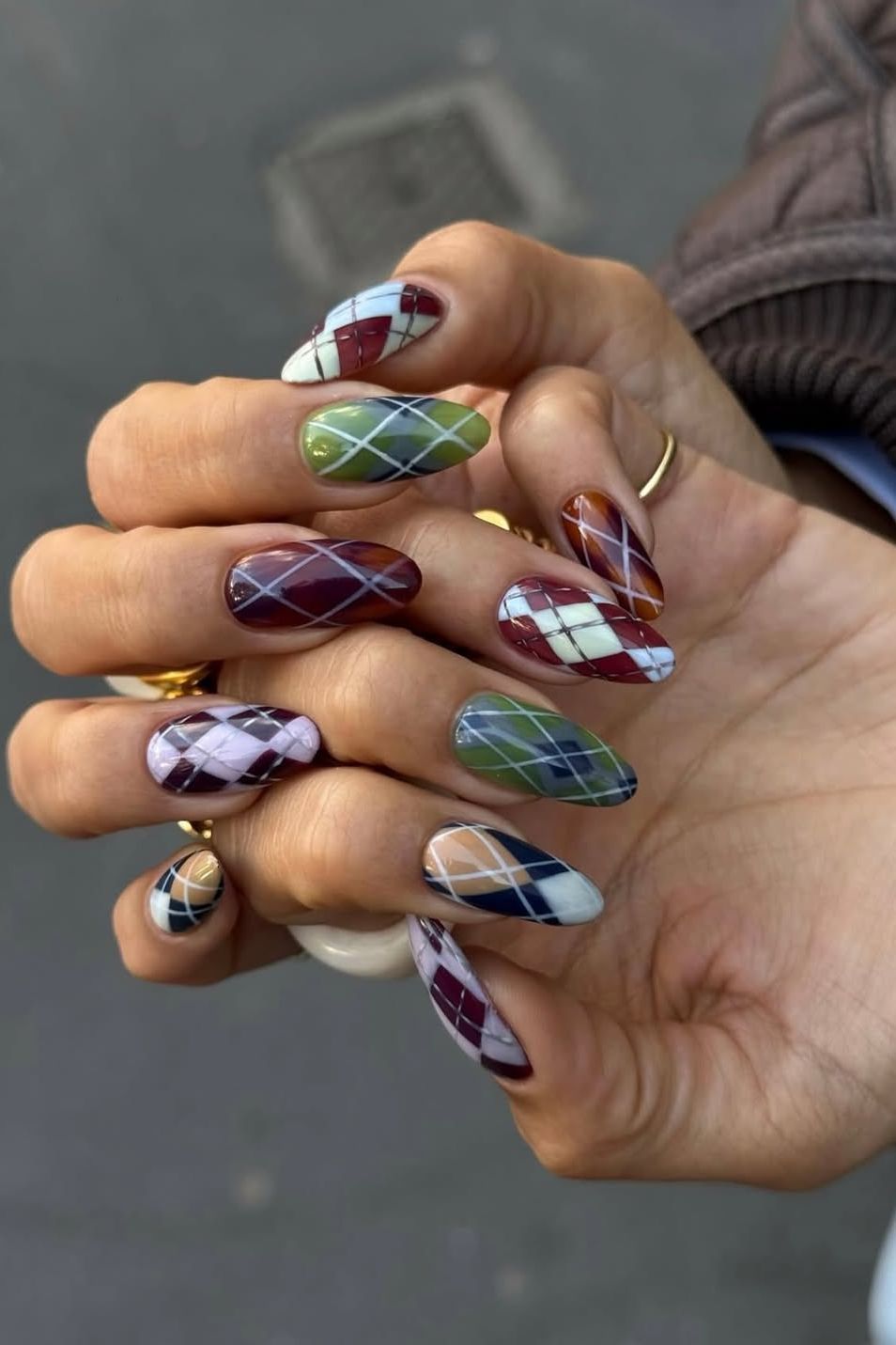 Multi-Color Glossy Plaid Variety Multi-Color Glossy Plaid Variety β Winter Plaid Nails