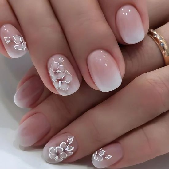 White Floral Appliqu On Accent Nails Visual Idea White Floral Appliqu On Accent Nails Visual Idea β Winter White Nails