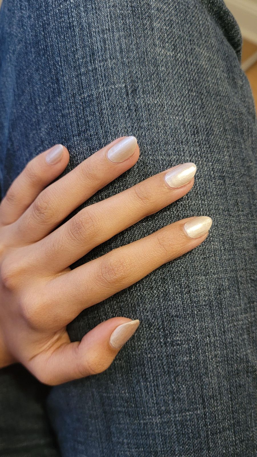 Shimmer Glossy Visual Idea Shimmer Glossy Visual Idea β Winter Champagne Nails