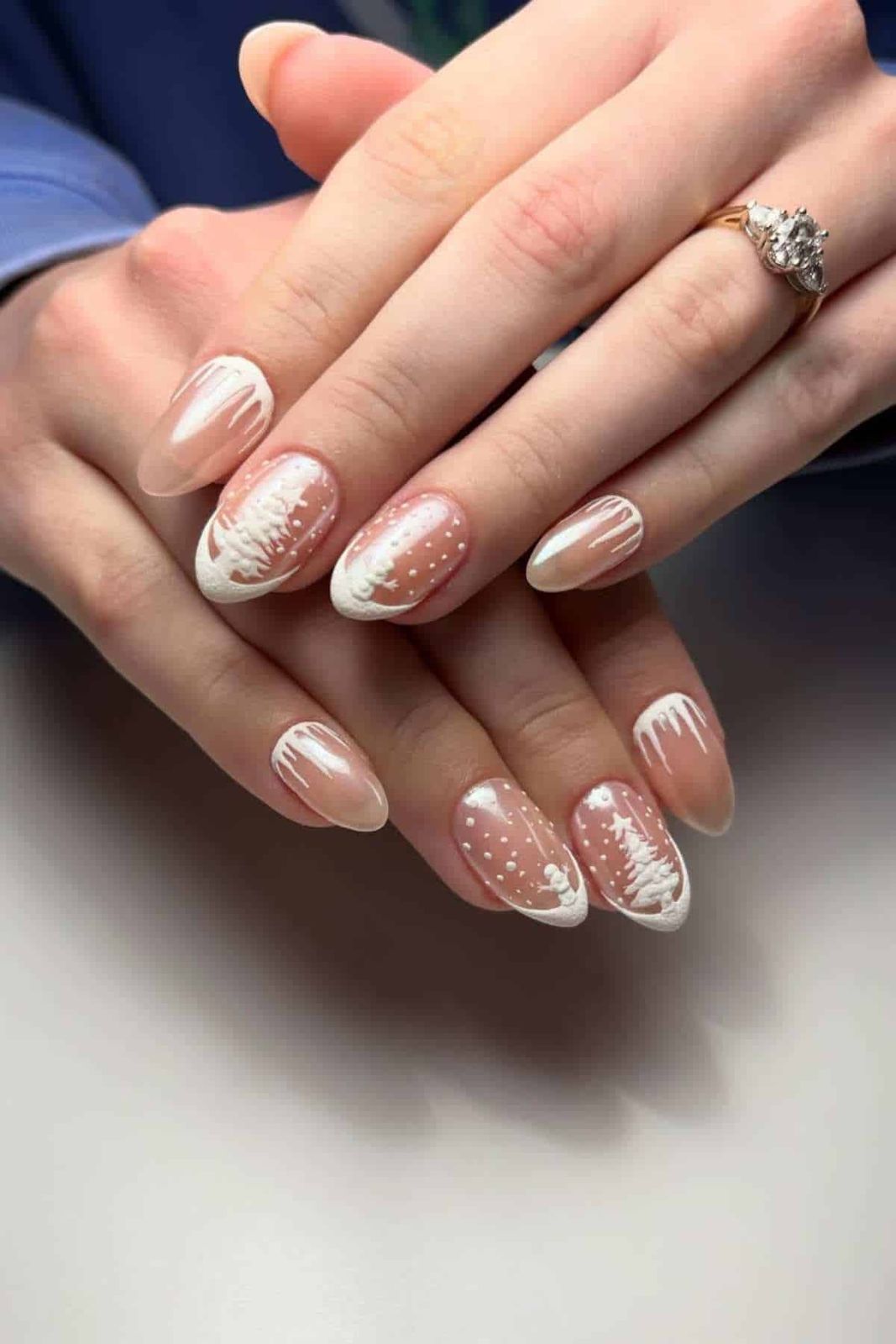 Sheer Nude Winter Tree French — Winter Nude Nails