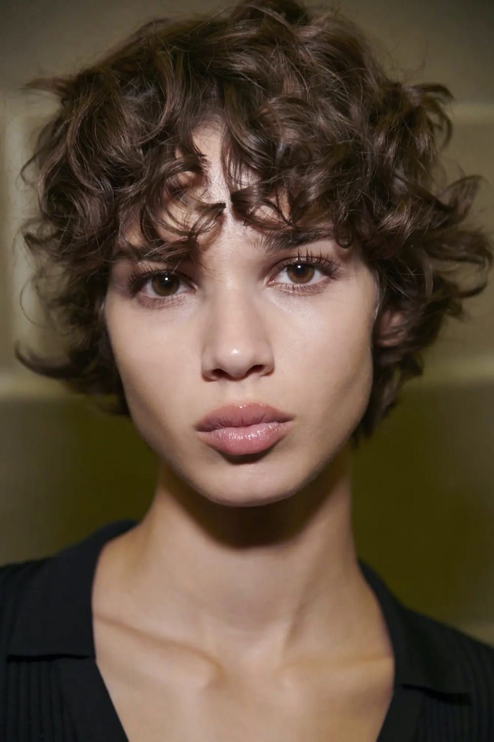 Voluminous Dark Brown Pixie Bob — Winter Hairstyles for Curly Hair