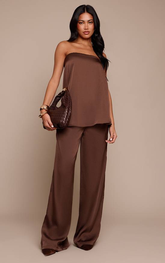 Coordinated Chocolate Brown Satin Set for Evening Coordinated Chocolate Brown Satin Set for Evening β Chocolate Brown Outfits