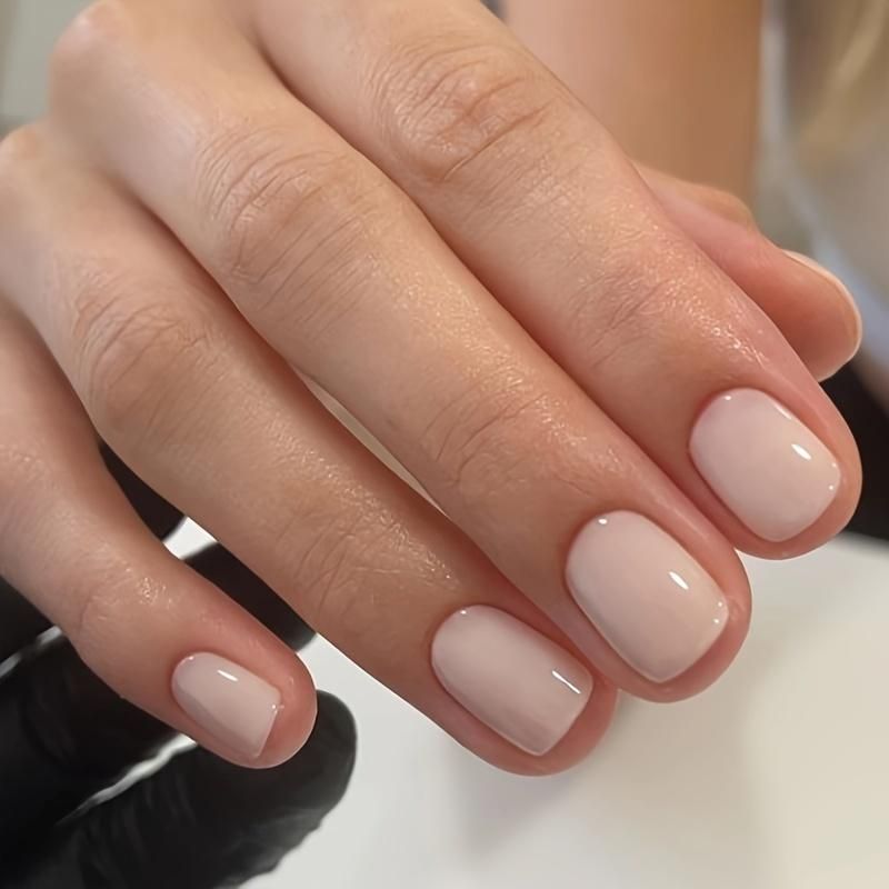 Acheter Faux ongles carrés courts et brillants, gelée nue, à pression, couleur unie, couverture complète, pour femmes et filles, 24 pièces | Joom