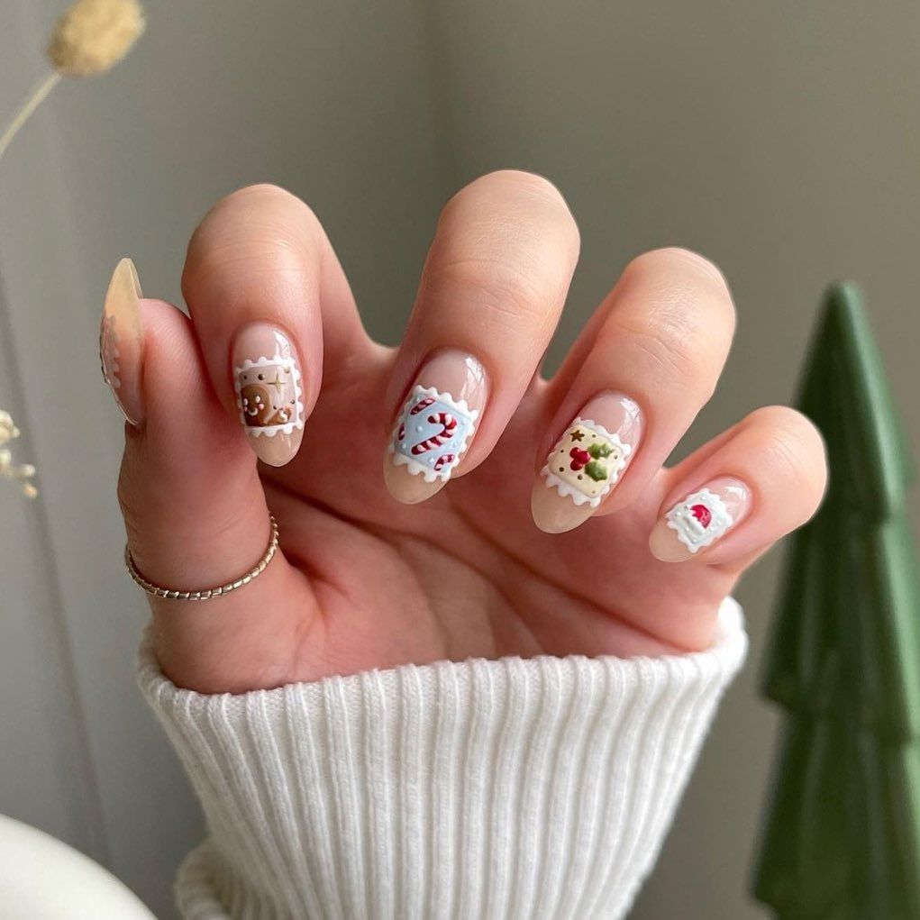 Charming Christmas Decal Nails Charming Christmas Decal Nails β Simple Christmas Nails 2026
