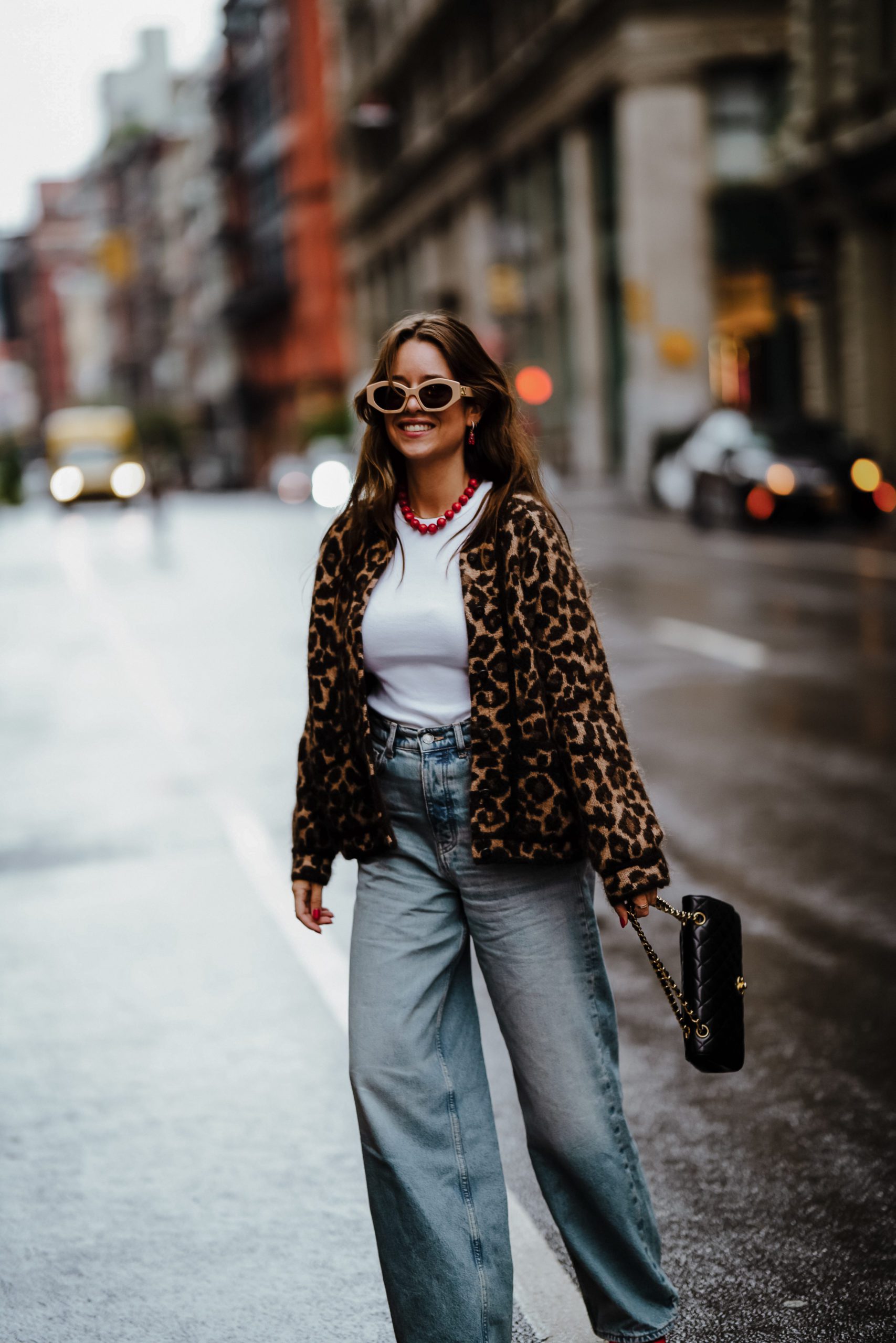 Leopard Print Cardigan and Wide-Leg Jeans for Casual NYC Days — NYC Winter Outfits