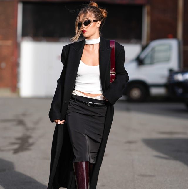 Burgundy Boots Make a Statement with Black Coat — February Outfits