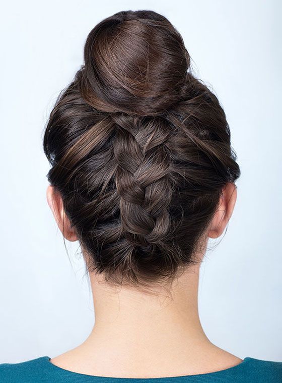 Braided Bun with Accent Braid — Winter Braided Hairstyles