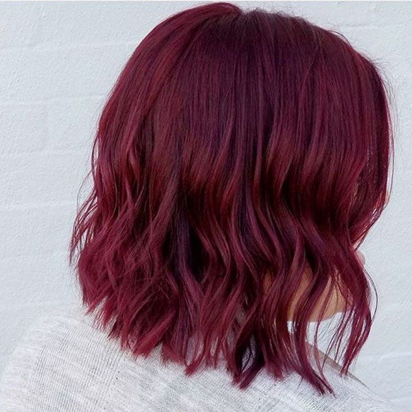 Deep Plum Lob With Violet Undertones — Dark Winter Hair Colors