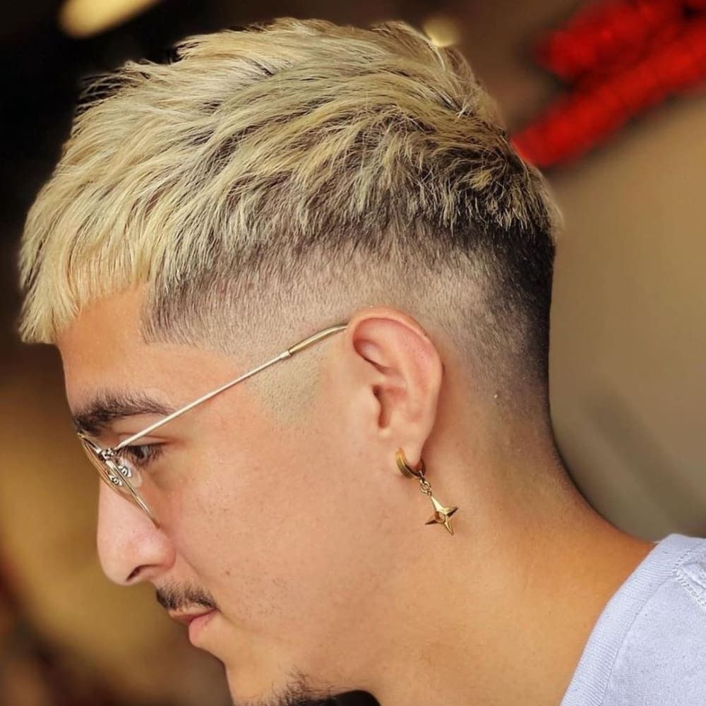 Bleached Blonde Crop with Spiky Fringe — Winter Haircuts for Men