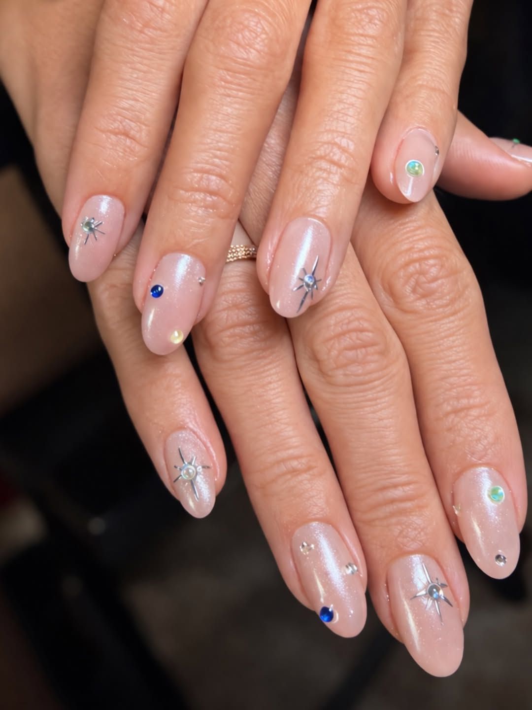 Wavy Lines Silver and Pink Chrome — Silver Chrome Nails