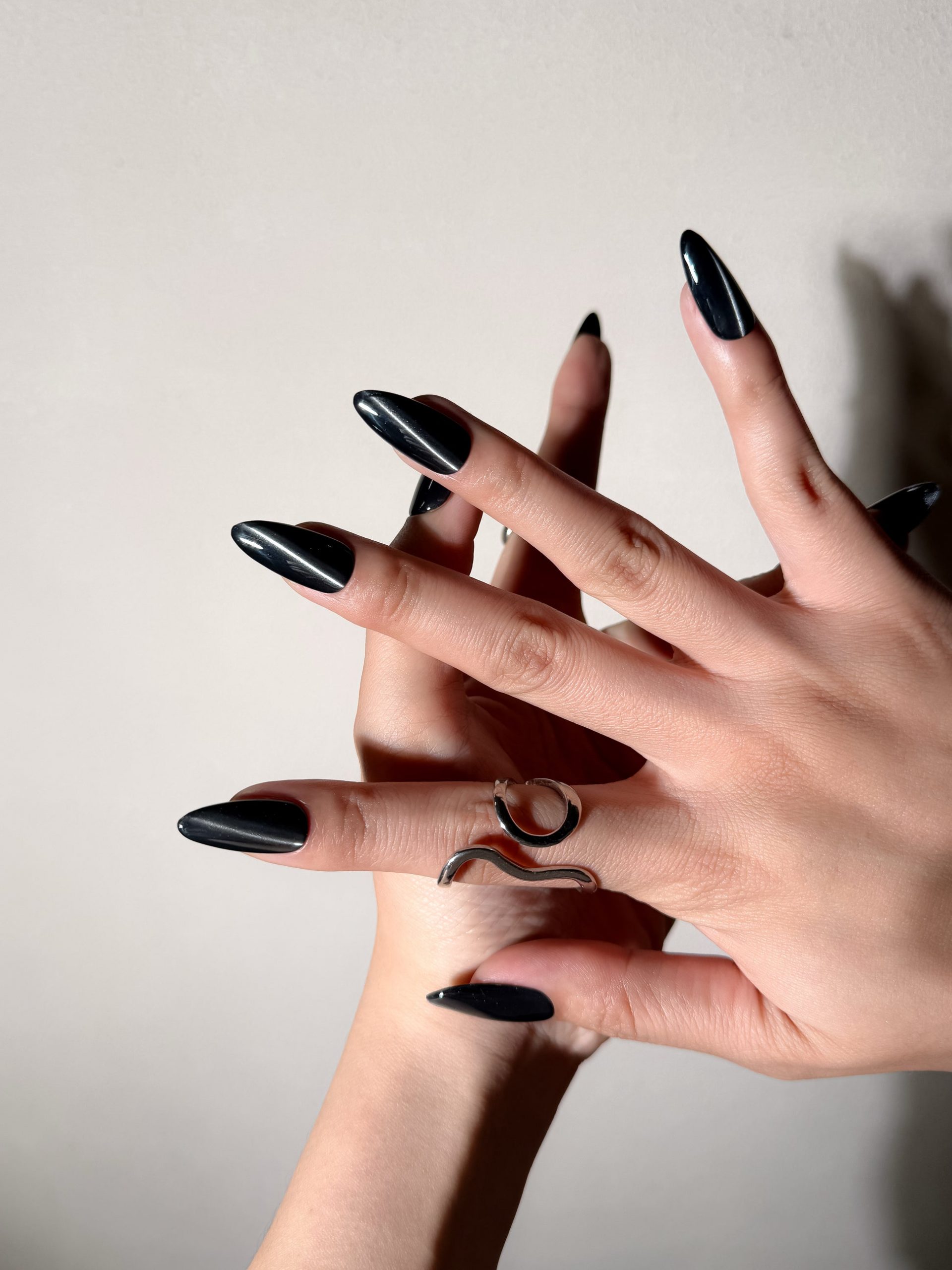 Deep Black Diagonal Cat Eye Deep Black Diagonal Cat Eye โ Winter Cat Eye Nails