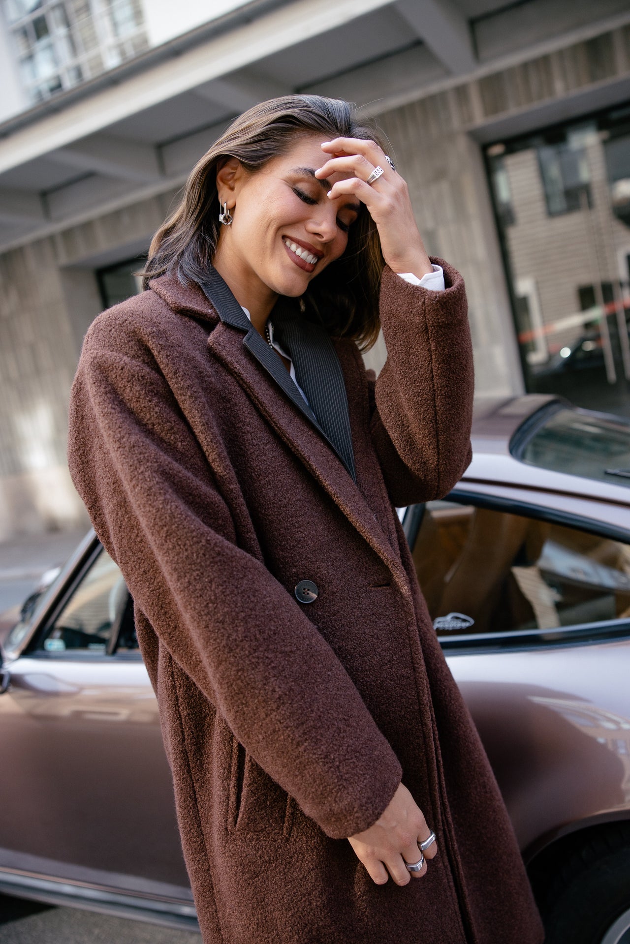 Textured Brown Car Coat for Daytime Textured Brown Car Coat for Daytime โ Car Coat Outfits