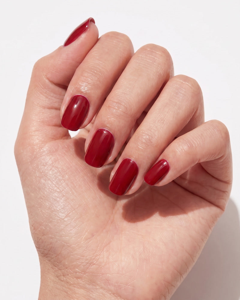 Deep Classic Red Glossy Short Square Nails Deep Classic Red Glossy Short Square Nails β Velvet Nails