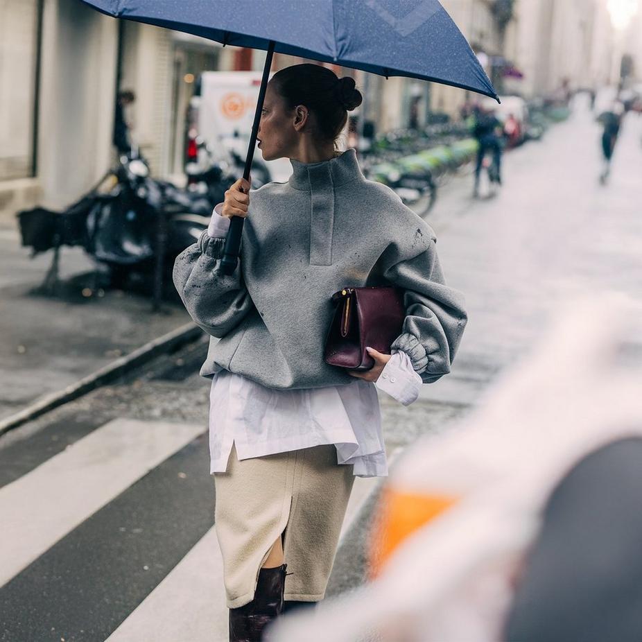 Layered Sweatshirt and Skirt for Transitional Travel — Winter Travel Outfits