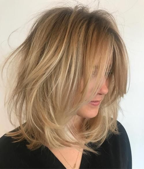 Ash Blonde Textured Blowout With Curtain Bangs Ash Blonde Textured Blowout With Curtain Bangs β Winter Shoulder Length Hairstyles