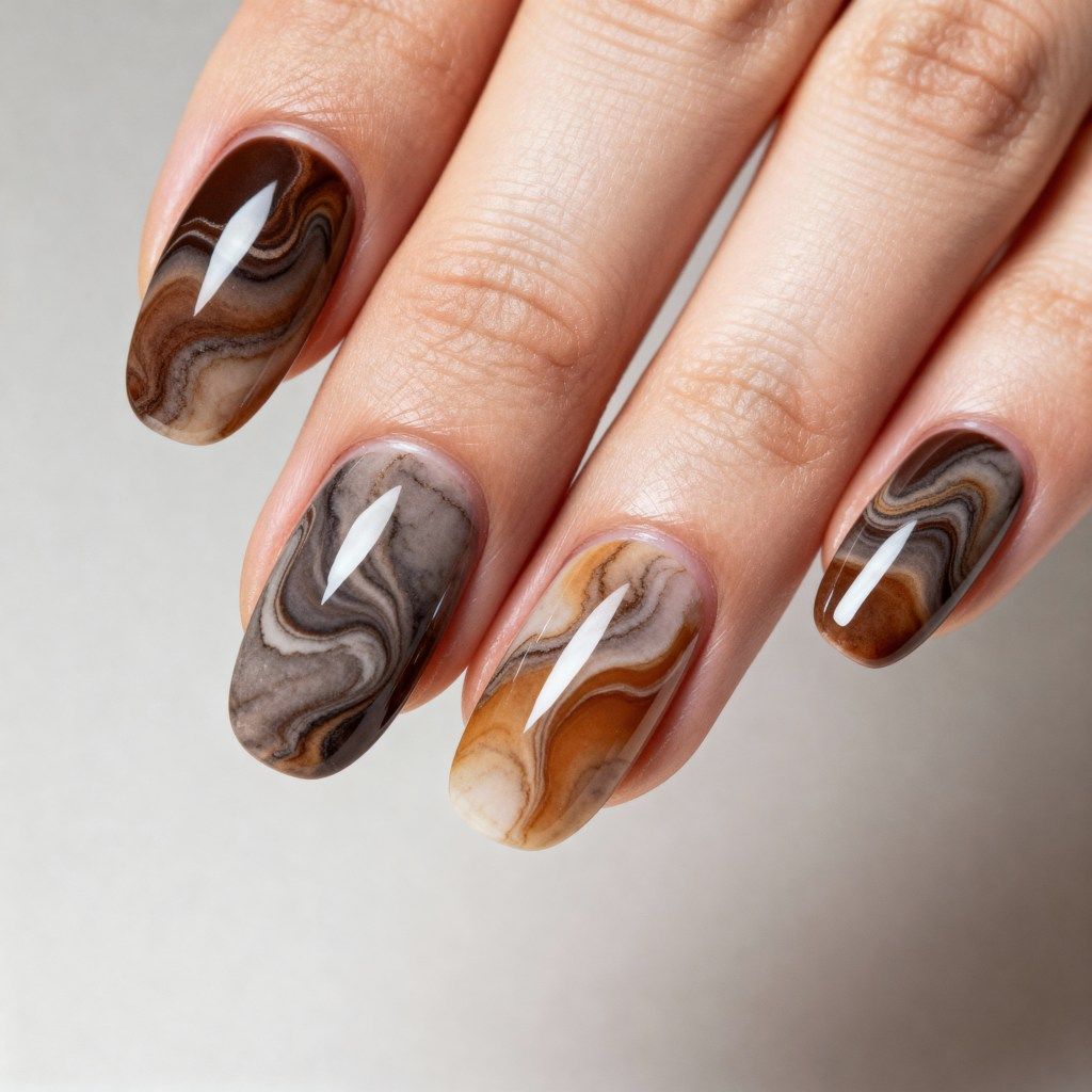 Winter Visual Idea — Winter Marble Nails