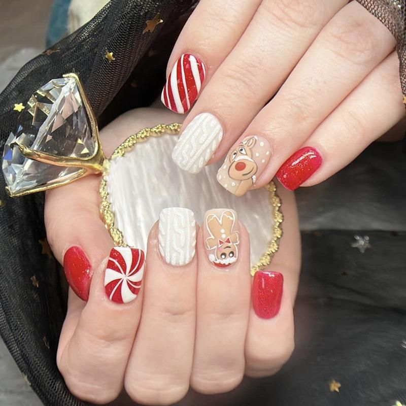 Christmas Motif Mix Square Nails Christmas Motif Mix Square Nails β Short Christmas Square Nails 2026
