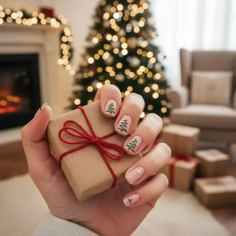 Christmas Tree Motif On Accent Nails Visual Idea Christmas Tree Motif On Accent Nails Visual Idea β Old Money Winter Nails
