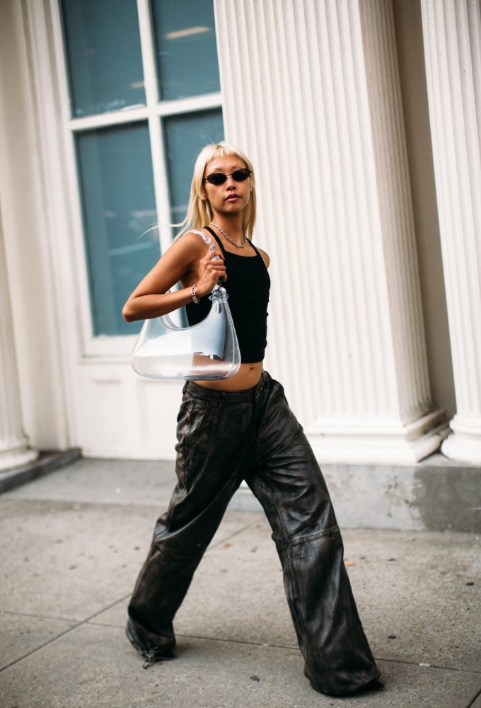 Streetwear Style with Distressed Brown Leather Pants — Leather Pants Outfits