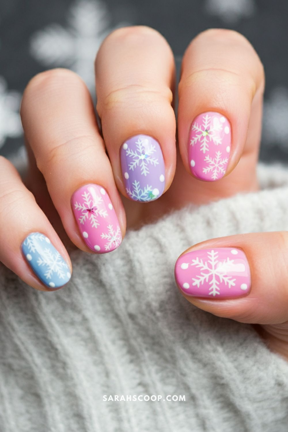 Pastel Snowflake Ombre Nails — Winter Nails for Kids