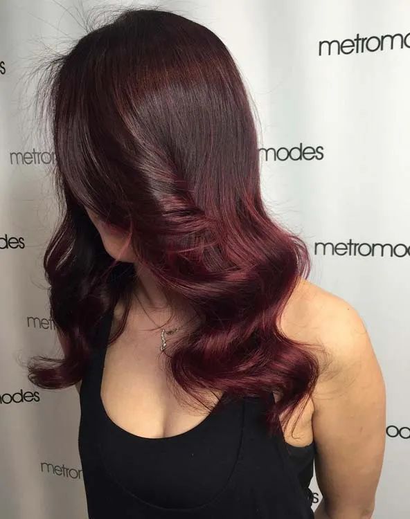 Collarbone Length Deep Burgundy Waves Collarbone Length Deep Burgundy Waves β Burgundy Hair Color