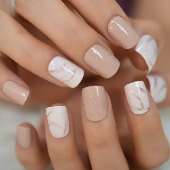 Chic Marble Accent Nude — Winter Nude Nails