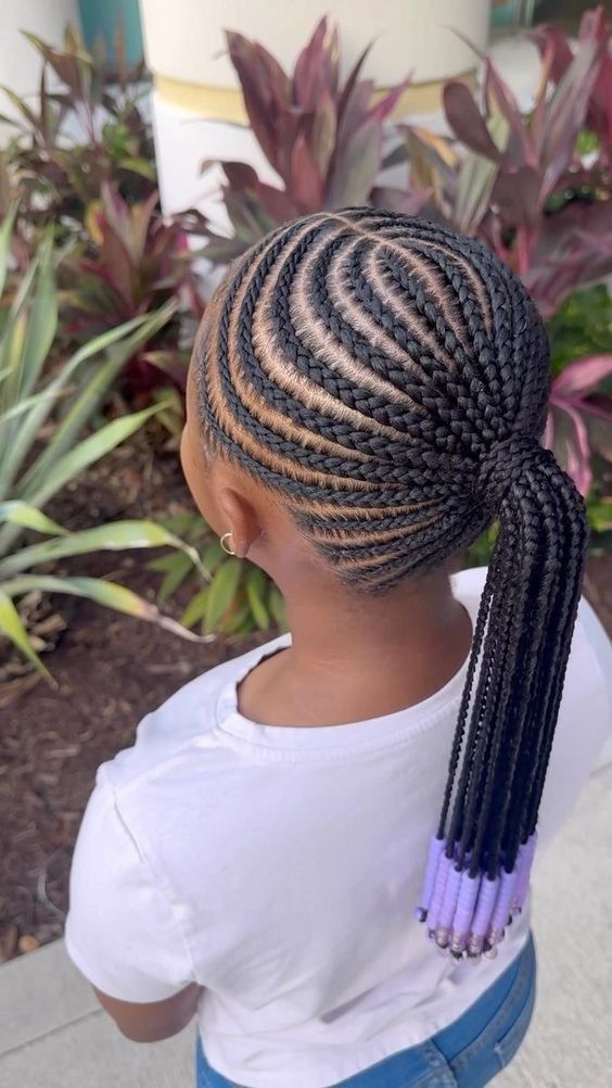Geometric Cornrows with Ponytail Geometric Cornrows with Ponytail β Winter Hairstyles for Kids