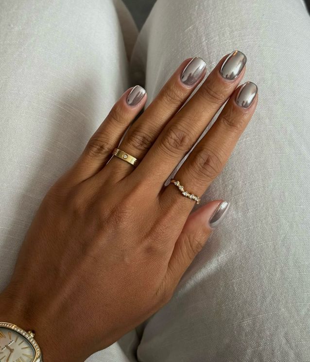 Solid Silver Chrome Oval Nails — Silver Chrome Nails