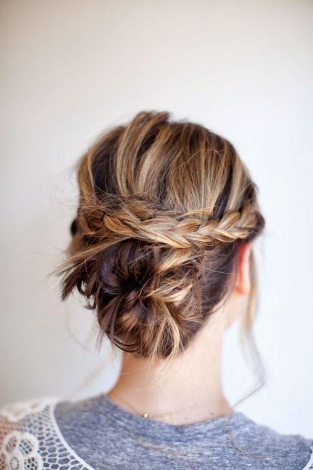 Messy Braided Bun With Loose Strands — Winter Date Night Hairstyles