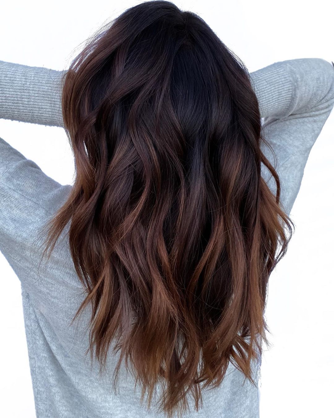 Dark Brown To Auburn Ombre Visual Idea — Winter Ombre Hair