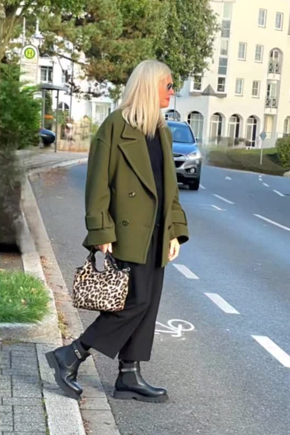 Olive Jacket with Cropped Trousers and Boots Olive Jacket with Cropped Trousers and Boots β Winter Outfits for Women Over 50