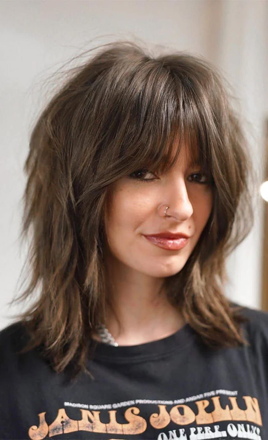 Collarbone Shag With Textured Bangs — Winter Hairstyles for Thin Hair