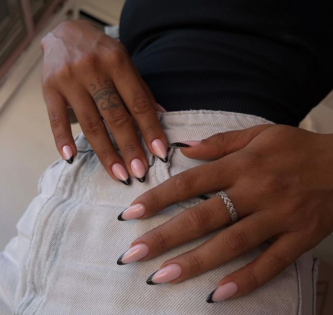 Medium Stiletto Black French Tips Medium Stiletto Black French Tips β Winter Nails for Black Women