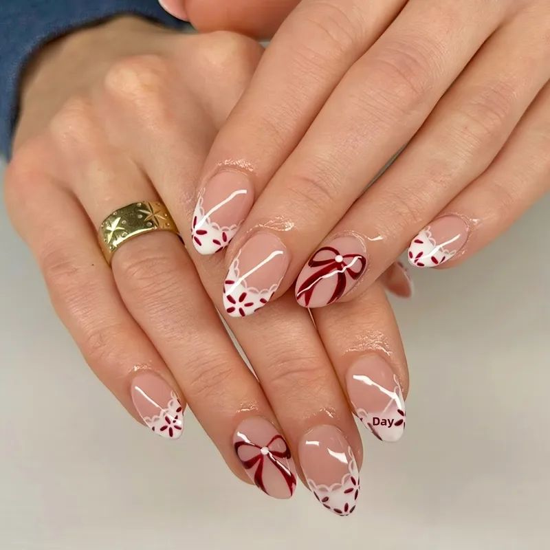 Not Specified Visual Idea Not Specified Visual Idea β Winter Bow Nails